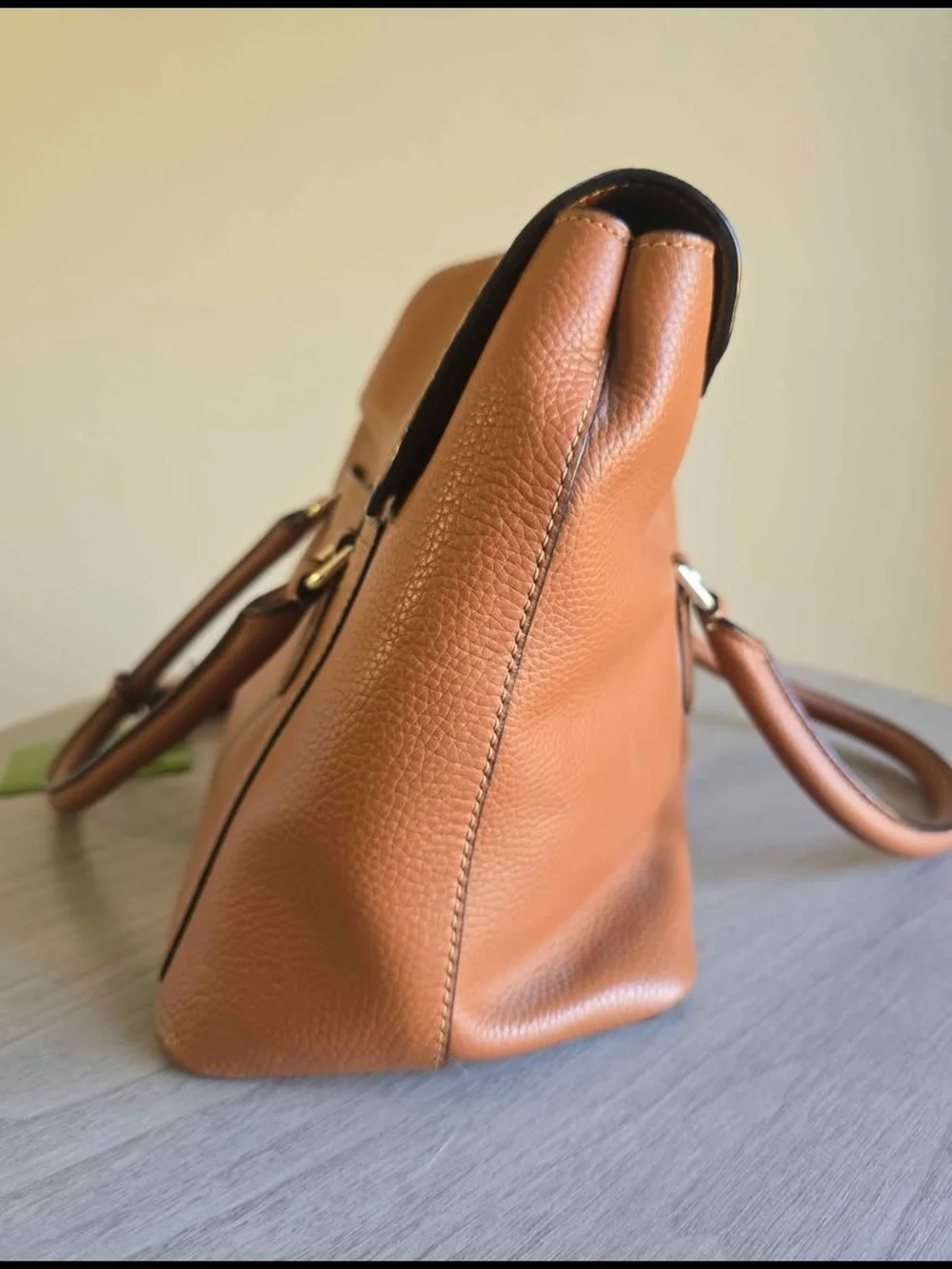 kate spade cognac brown leather satchel with tassel - Picture 6 of 7